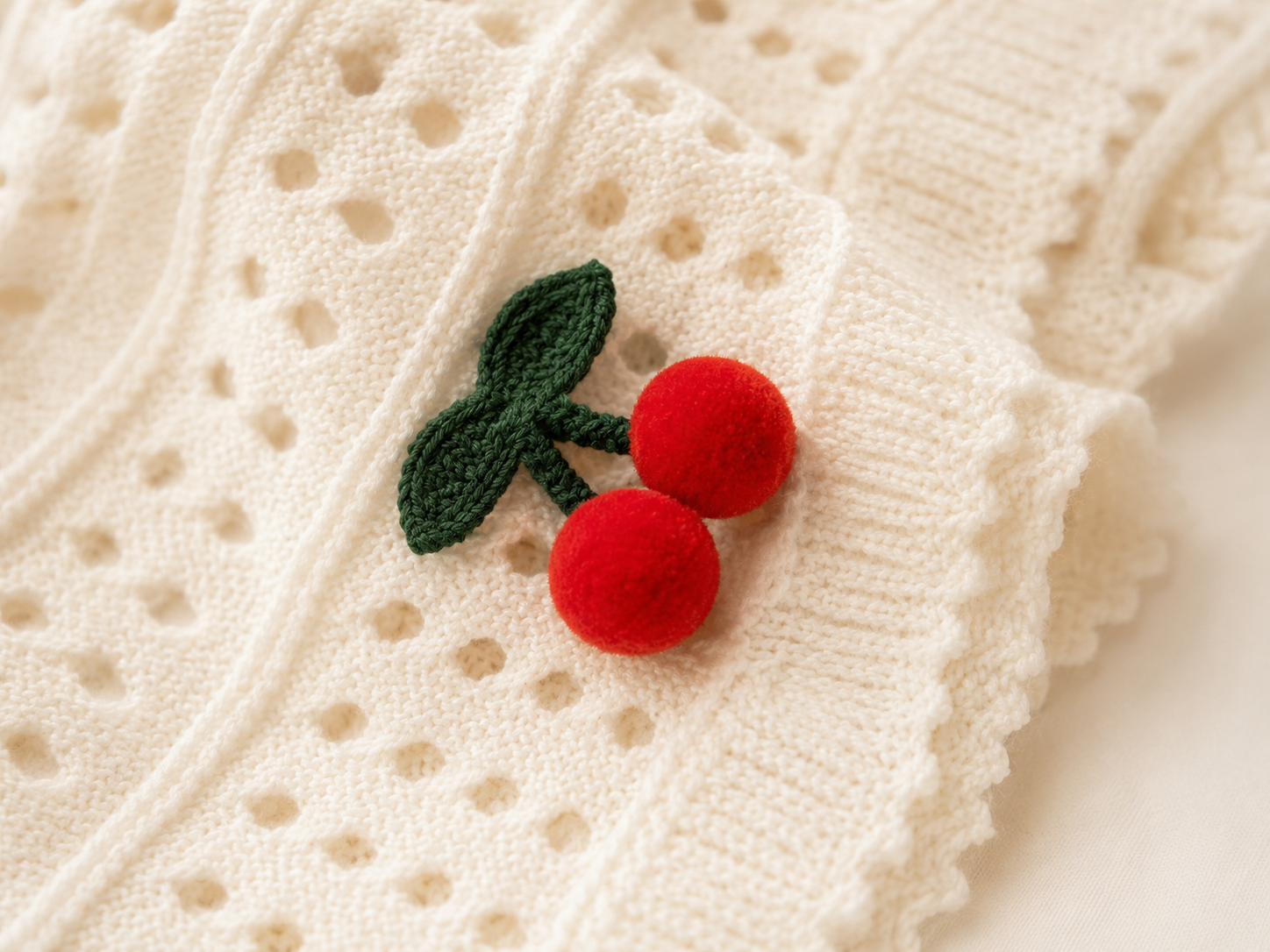 Cherry Crochet Knit Cardigan - Cottagecore / Beach
Cover-Up / Summer Layering