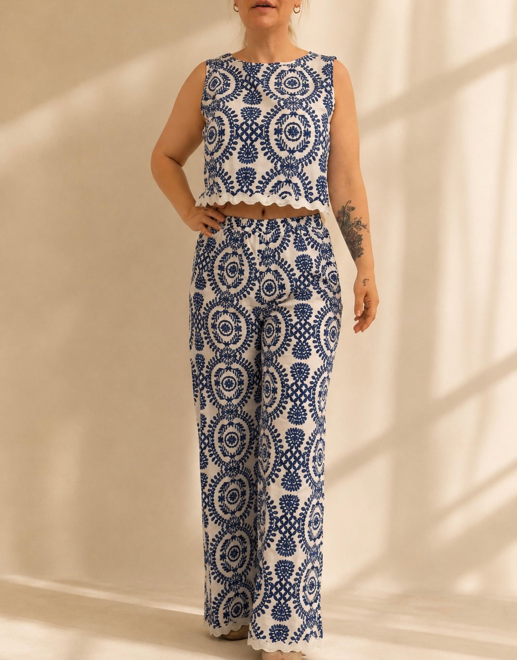 White & Blue Two-Piece set