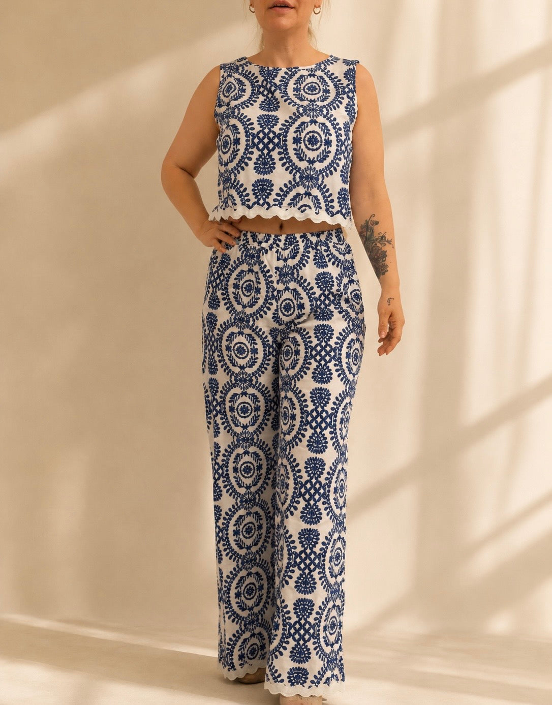 White & Blue Two-Piece set