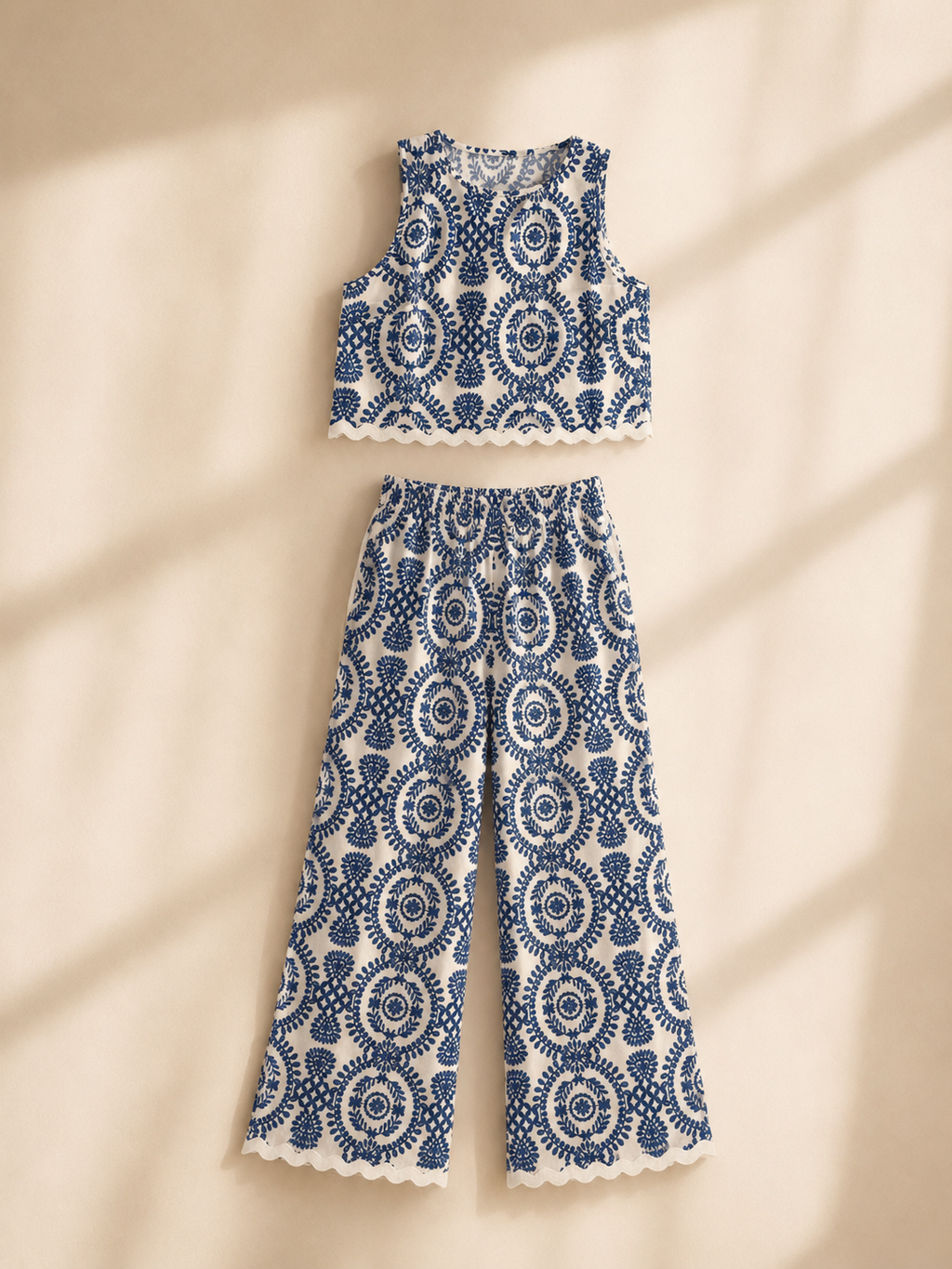 White & Blue Two-Piece set