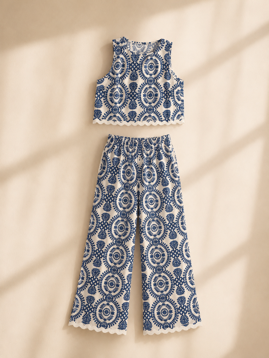 White & Blue Two-Piece set