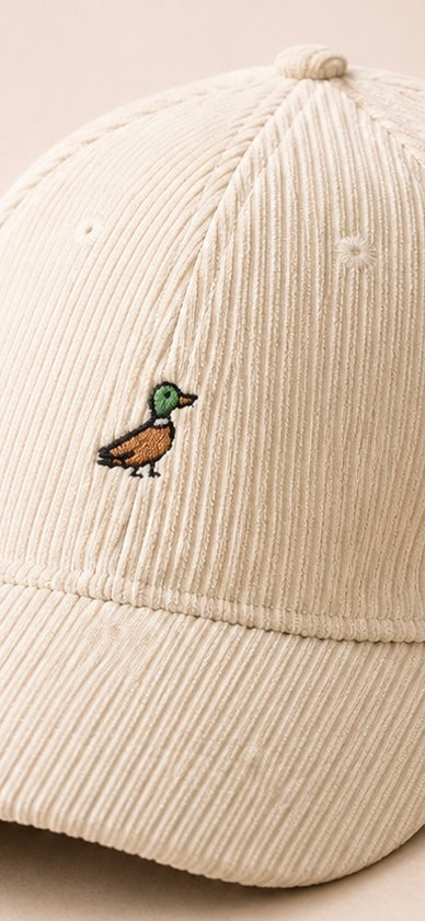 Duck Embroiered Corduroy Cap
