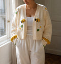 Cute Daisy & Bee Knit Cardigan - Cottagecore / Summer Layering