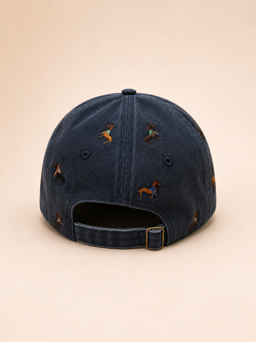 Embroidered Puppies Denim Cap