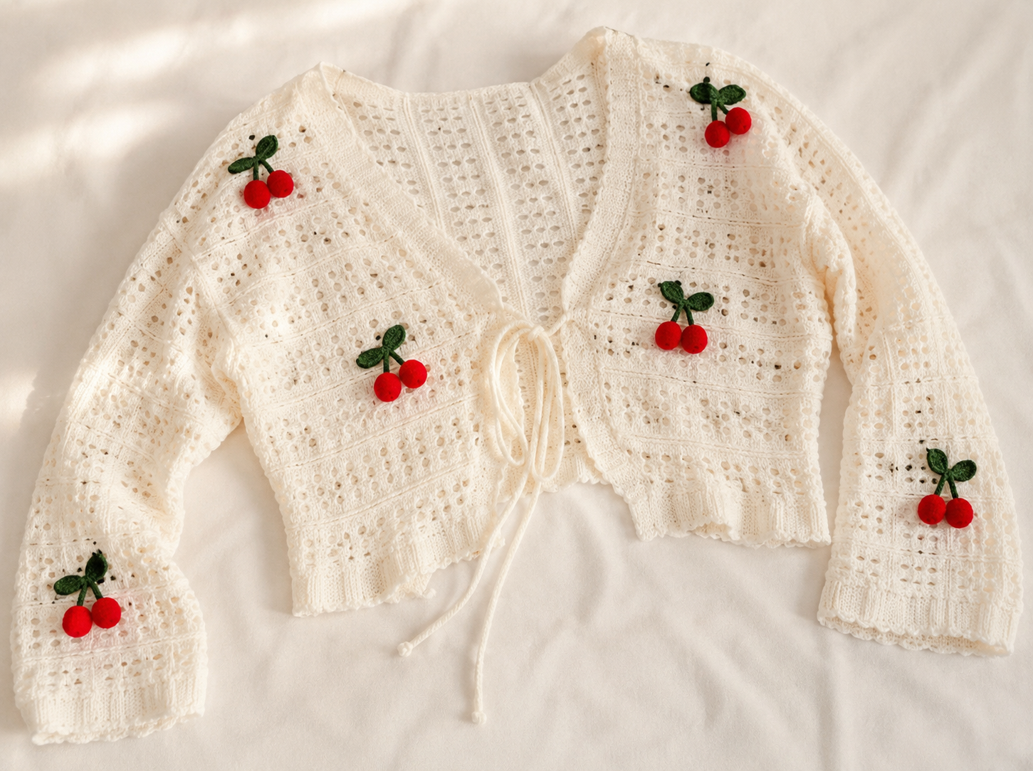 Cherry Crochet Knit Cardigan - Cottagecore / Beach
Cover-Up / Summer Layering